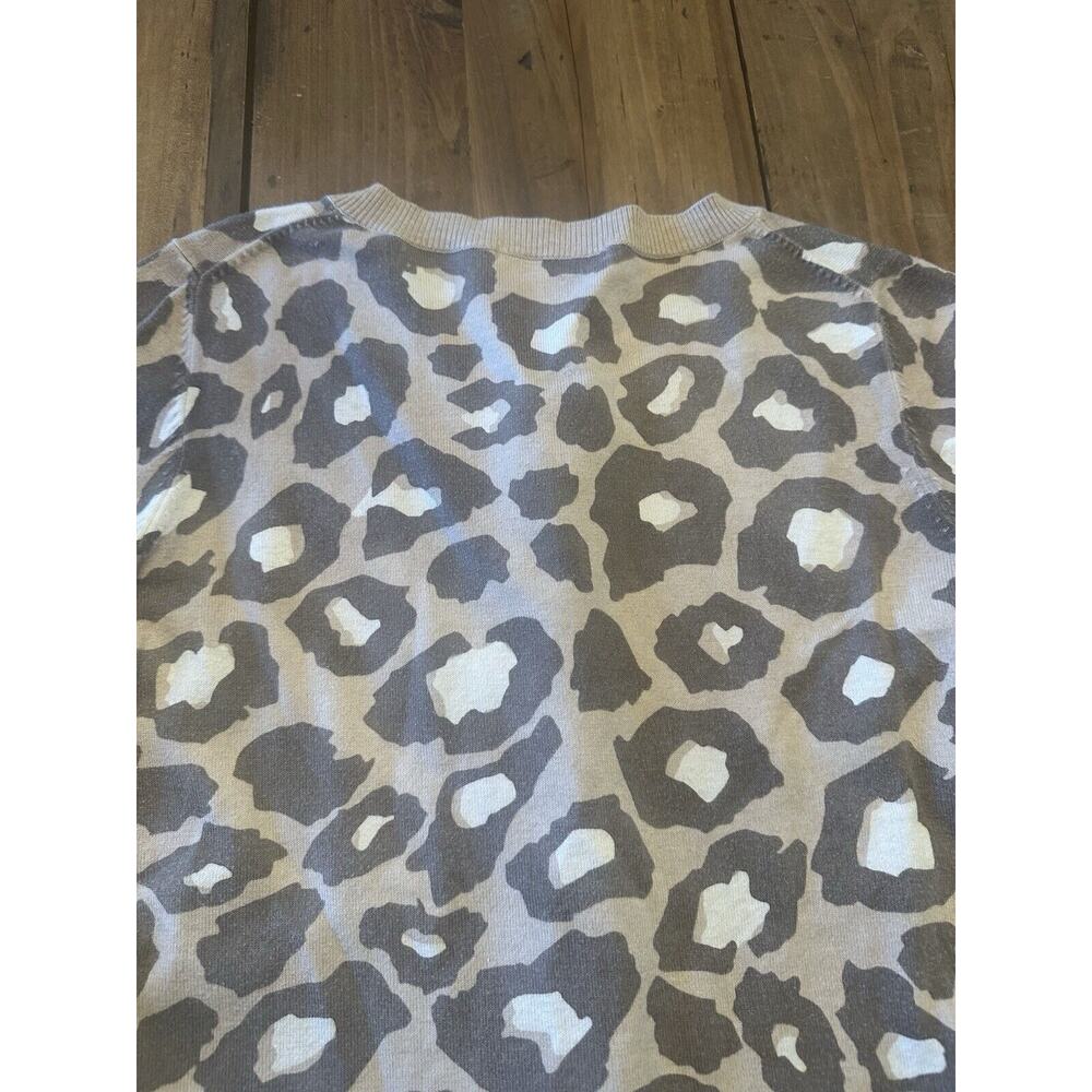 Boden Tan Brown Cream Animal Print Button Front Cardigan Sweater Size 6 Edgy - Picture 11 of 14
